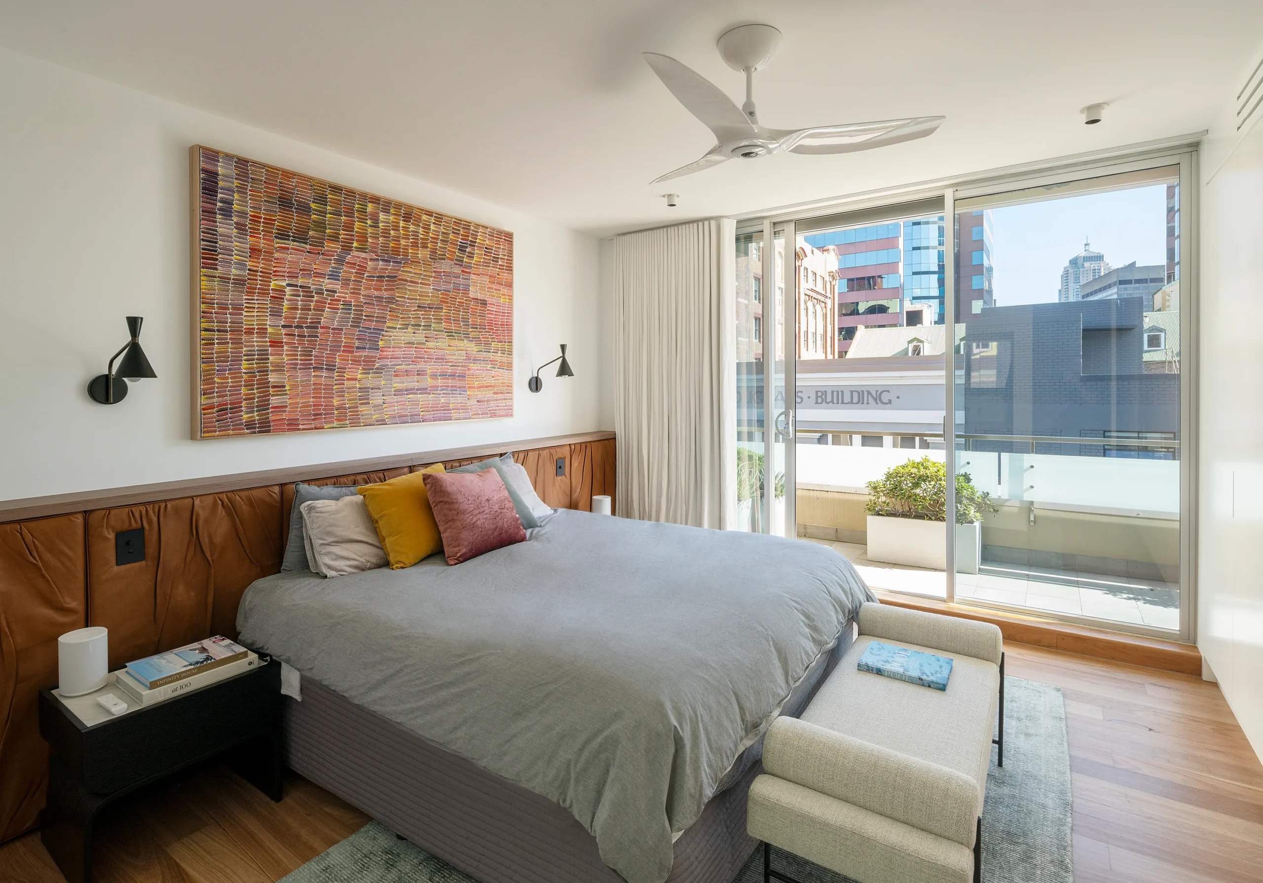 White ceiling fan in a bedroom White ceiling fan in a bedroom