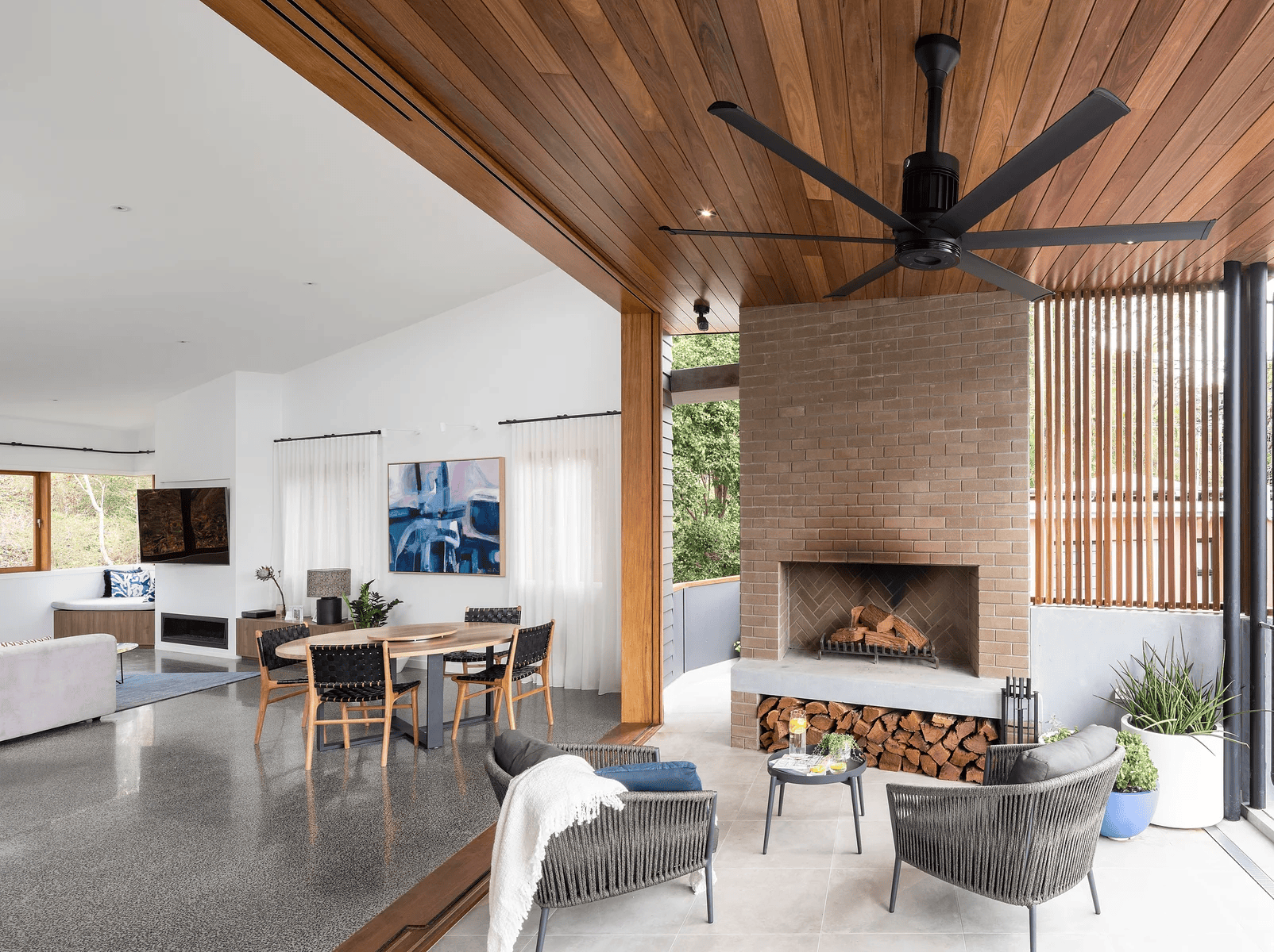 Black ceiliing fan in a comfortable environment