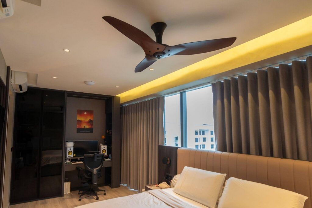Brown Haiku fan in the bedroom